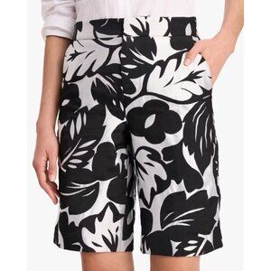Kate Spade New York Silver Black Floral Tafferta Shorts NWT $248, Size Small